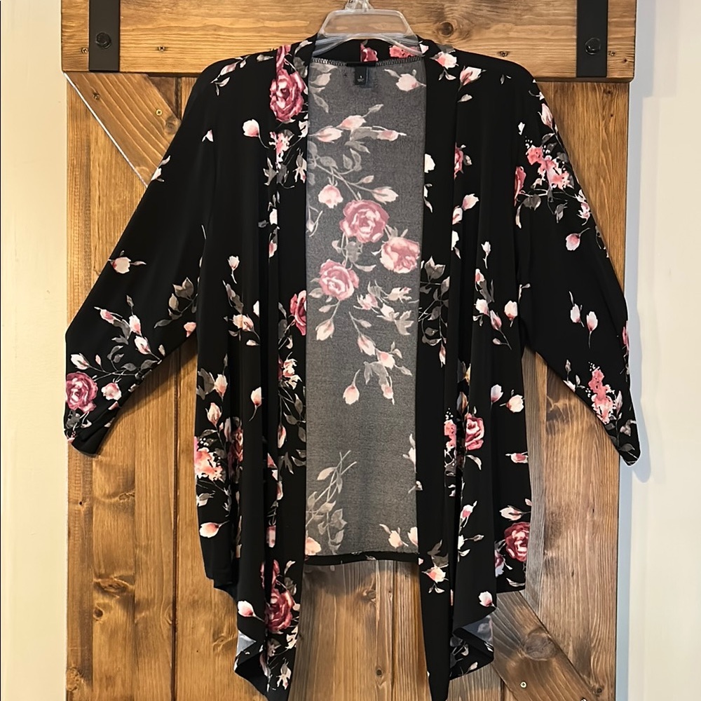 Torrid Black Floral Cardigan